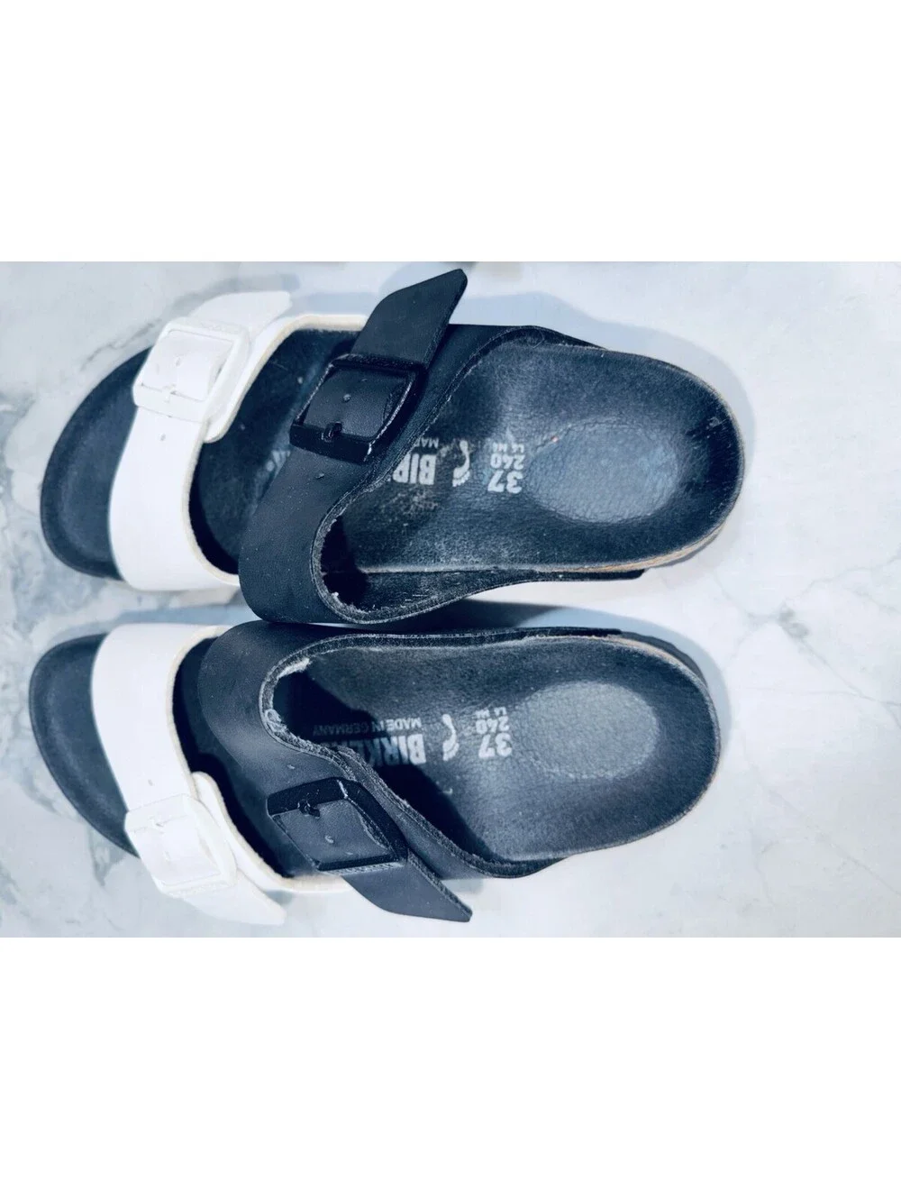 Birkenstock Arizona Split Black White Two Tone Sandals Women’s EU 37 US 6-6.5